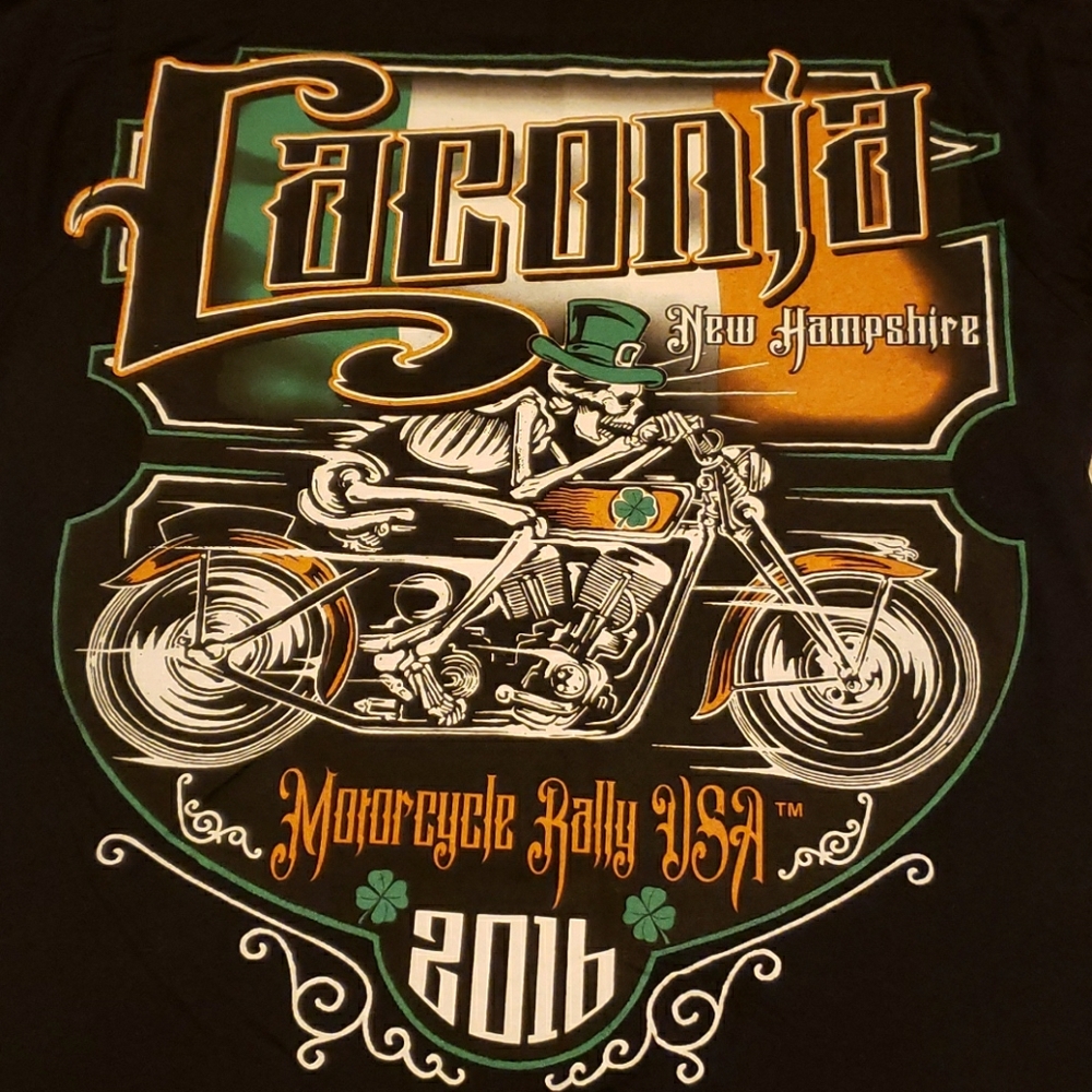 Black 2016 Laconia motorcycle rally graphic tee
